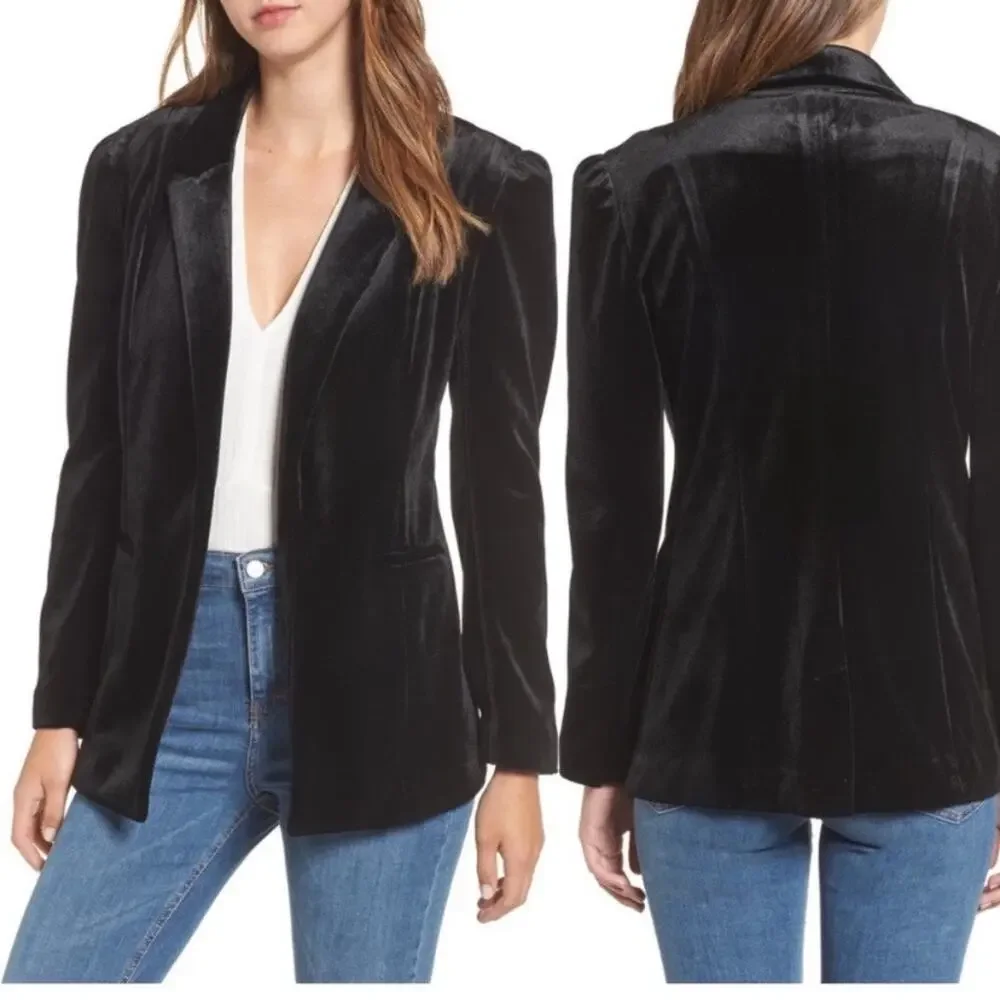 Nordstrom Leith Black Velour Blazer Sz XS